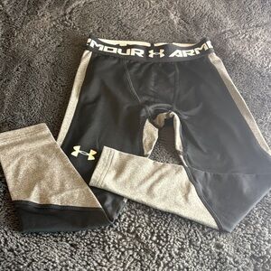 Under Armour Black and Gray Kids' Compression Leggings